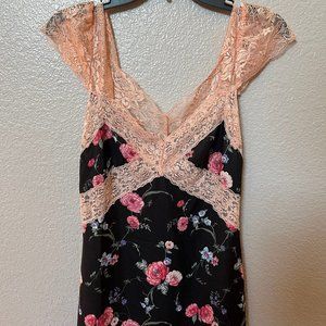 DollsKill Current Mood "Can't be just friends mini dress" with peach lace detail